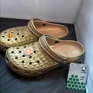 CROCS | Shoes | Crocs Gold Clogs With Decorative Charms  display picture 1